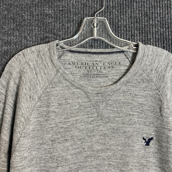 American Eagle Mens Thermal Knit Shirt Size XL Gray Long Sleeve Crew Neck Casual - Picture 2 of 8